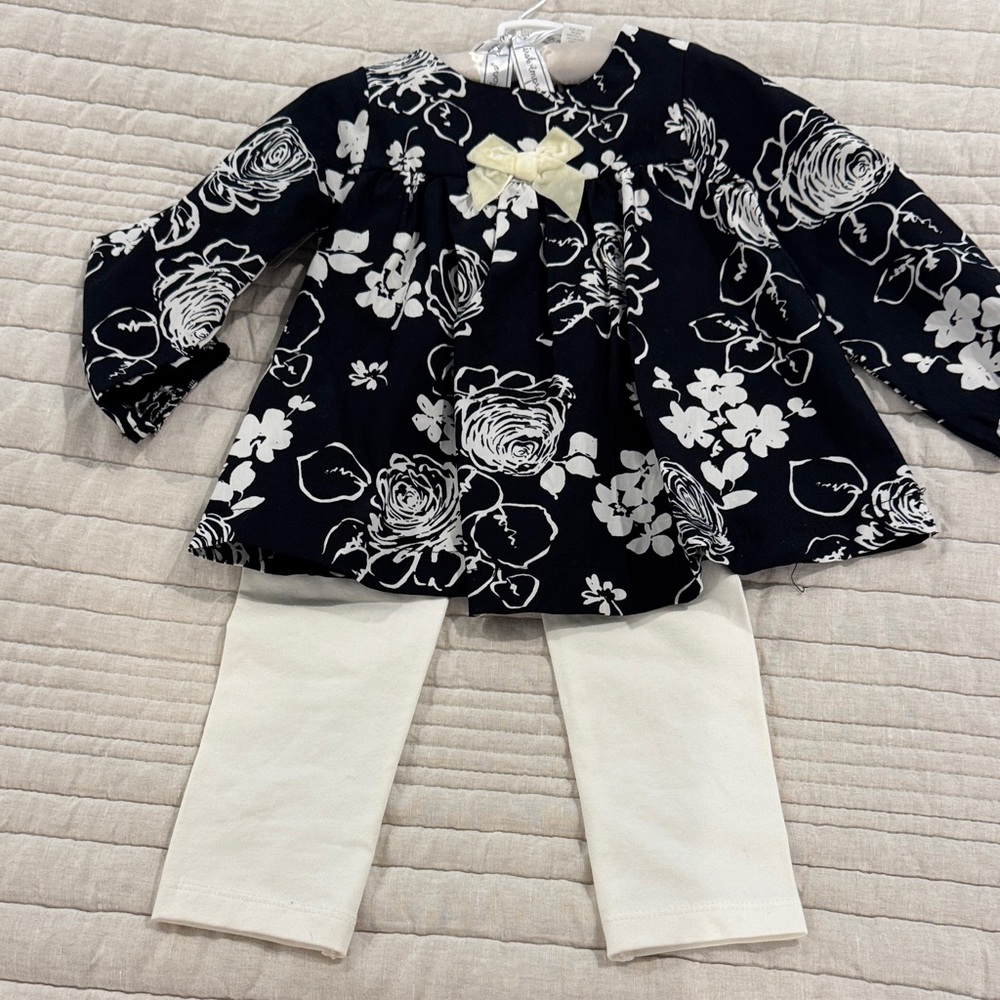 Macy's Navy and Cream Floral Kids Set